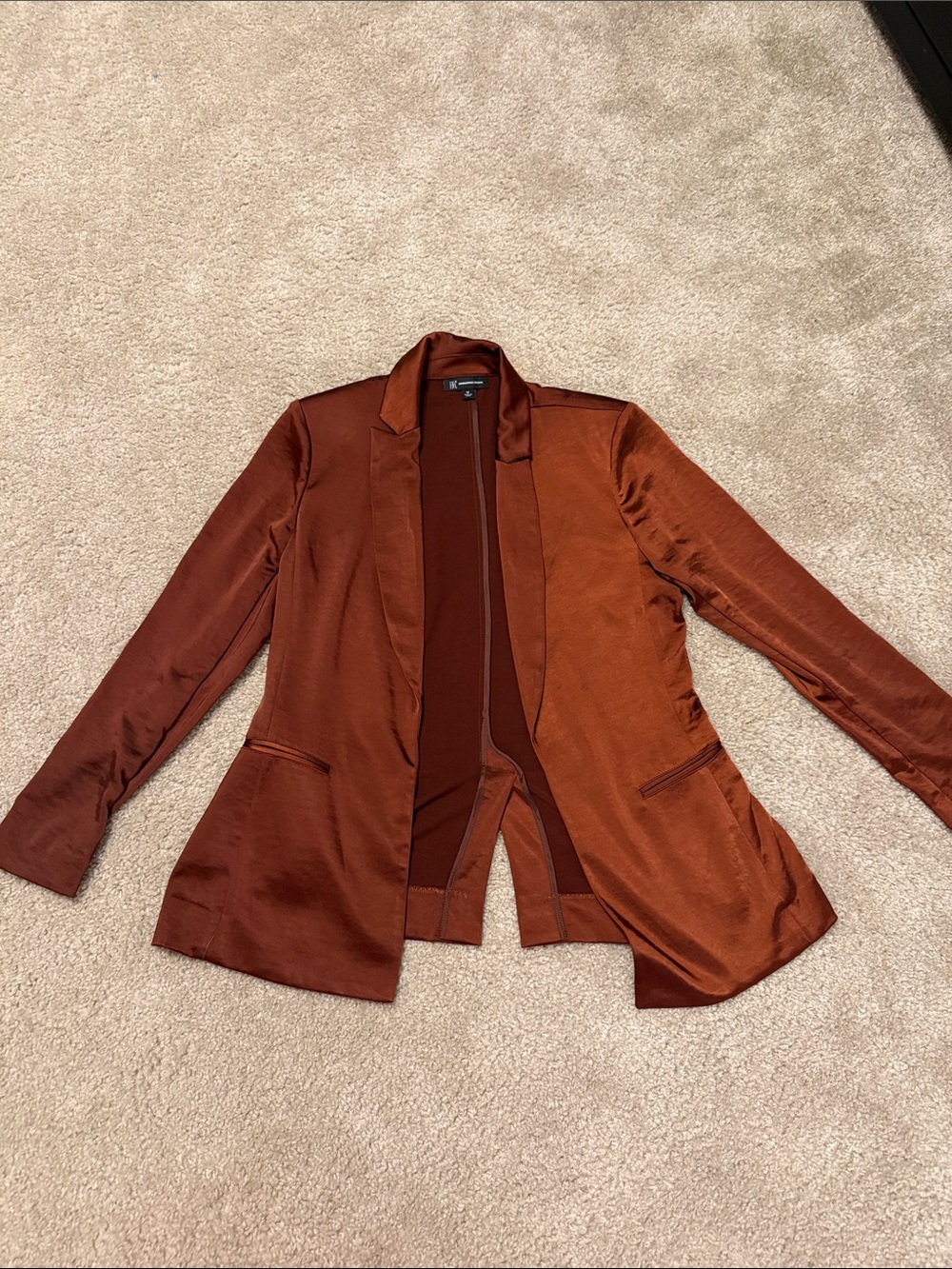 INC International Concepts Rust Satin Open-Front Blazer